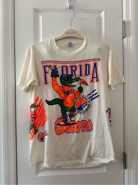 Vintage Florida Gators Men's Graphic Tee - White with Orange & Blue